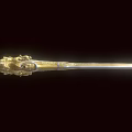 Ornate Golden Decorated Weapon With Intricate Carvings And Shiny Blade