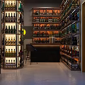 Modern Stylish Bar Interior Design With Wine Shelves Filled With Liquor Bottles And Bar Counter