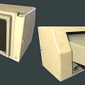 Vintage Computer Setup With Green Screen Monitor Keyboard Tower And Floppy Disks