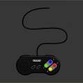 Black Electronic Remote Control With Colorful Red Yellow Green Blue Buttons And Connected Cable