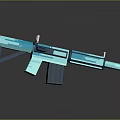 Turquoise Blue Low Poly Rifle with Modern Geometric Design Glossy Finish on Dark Background