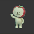 Apple Shaped Decorative Toy Figure With Red Head Green Leaf And Smiling Face