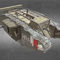 Historical Military Tank With 55H Marking Green Body Red White Stripes Turret And Cannon Details