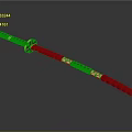 Traditional Chinese Weapon Long Staff With Red Beads White Decorations Golden Fittings And Blue Tip