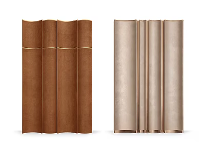 Modern Folding Room Dividers With Brown Beige Leather And Stitched Details 3d model