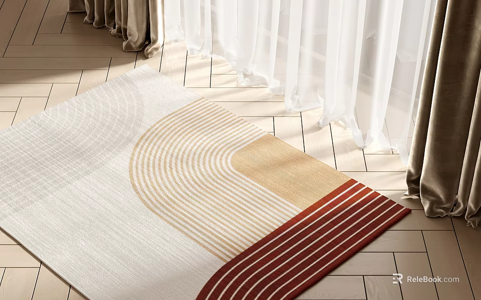 Square Area Rug With Geometric Patterns For Modern Living Space 3d model