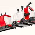 Red And White Toy Train With Two Carriages Black Wheels Chimneys And Red Circular Front