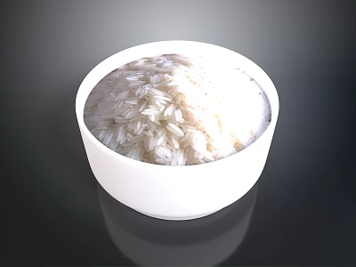 White Ceramic Bowl Filled With Cooked Rice For Daily Household Use 3d model