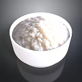 White Ceramic Bowl Filled With Cooked Rice For Daily Household Use