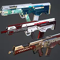 Futuristic Weapon Firearms Featuring Assorted Colorful Modern Designs And Decorative Patterns 3d model