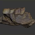 Natural Stone and Wood Decorative Piece with Rough Texture Earthy Tones and White Patches