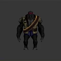 Gorilla Creature Character With Pink Headgear Ammunition Belt Vest And Shorts