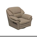 Plush Beige Recliner Chair With Swivel Base And Comfortable Ottoman Footrest