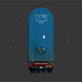 Blue Industrial Device Design With Colorful Wires Round Base And Structure