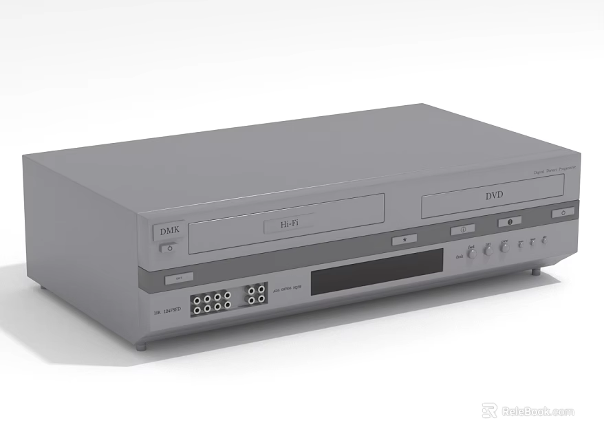 Gray VCR DVD Combo Player With Display And Control Buttons For Home Use 3d model 