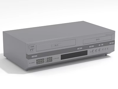 Gray VCR DVD Combo Player With Display And Control Buttons For Home Use 3d model