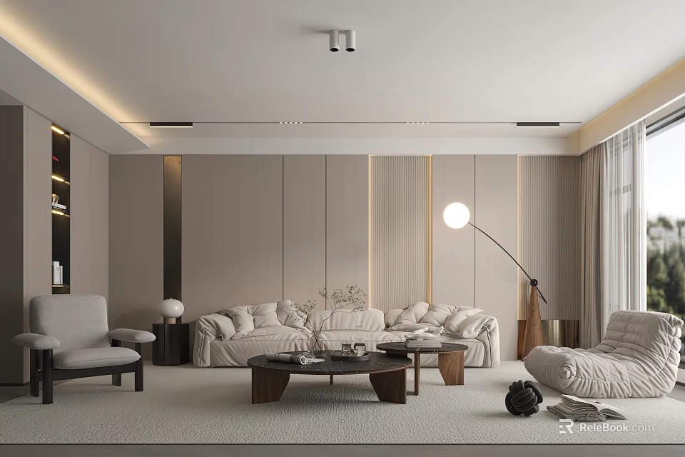 Modern Living Room Interior With Sofa Floor Lamp Coffee Table And Armchair 3d model 