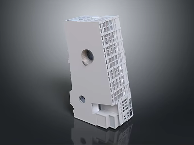 White Plastic Computer Internal Component With Grid Structure And Interface Holes 3d model