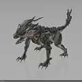 Fierce Mythical Monster Character 3D Model With Scaly Skin Horns And Sharp Claws