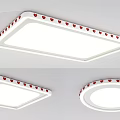 Modern Square and Round Ceiling Lights with White Frame Red Decorative Dots and Illuminated Panel 3d model