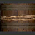 Wooden Washing Bucket with Rope Wrapped Design and Blue Liquid Inside for Daily Cleaning
