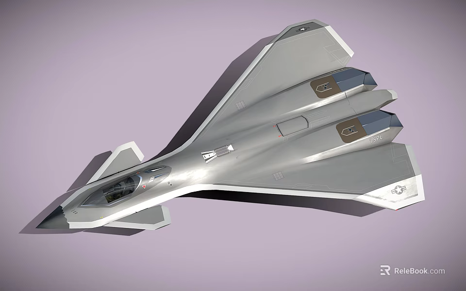 Modern Stealth Fighter Jet With Silver Body Dual Engines And Sharp Wings 3d model 