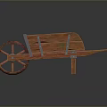 Wooden Wheelbarrow Garden Transport Equipment With Large Wheel And Metal Supports