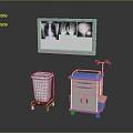 Medical Imaging Monitor Showing X Ray Images With Mobile Cart And Waste Bin