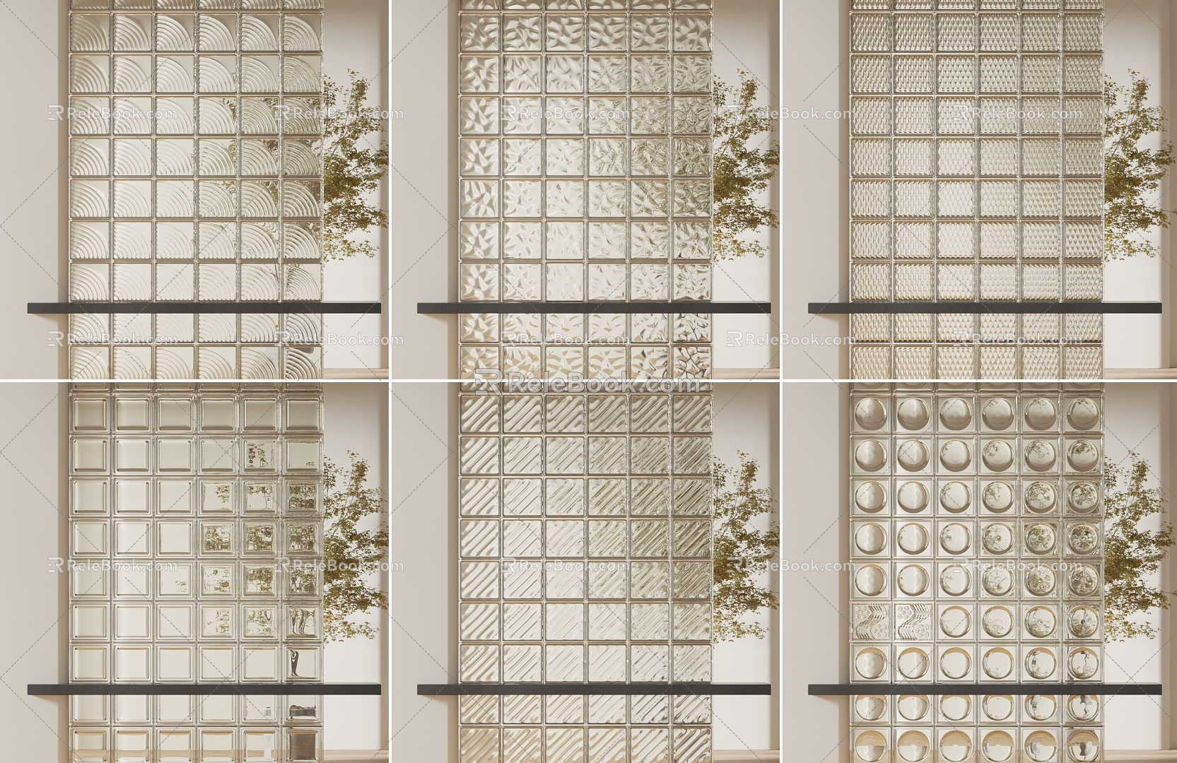 Glass brick partition 3d model