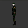 Full Body View Of Standing Male In Camouflage Military Uniform With Cap And Attire Details