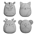 Cute Soft Plush Animal Shaped Pillows In Unicorn Cat Deer Koala Designs