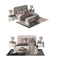 Stylish Modern Double Bed Interior With Bedside Tables Table Lamps Pillows And Throw Rug