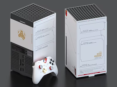 Entertainment Electronics Cyberpunk Game Console With White Controller And Modern Grid Design 3d model