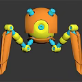 Robotic Spider Creature With Orange Body Yellow Joints And Green Center