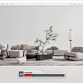 Modern sofa coffee table combination 3d model