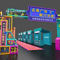 Vibrant Shopping Mall Event With Neon Lights Beauty Music Festival Trendy Lifestyle And Colorful Decorations