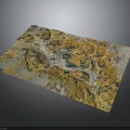 Detailed Terrain 3D Map with Yellow Green Blue Colors Showcasing Mountains Rivers and Topographic Features