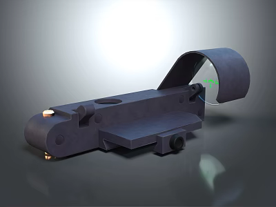 Weapon Tactical Black Metal Sight With Adjustable Mount And Optical Lens 3d model