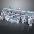 Detailed Industrial Building Complex Model Featuring Steel Frames Towers And Piping Systems