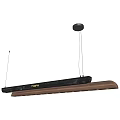 Modern Long Hanging Pendant Light Design With Black And Wooden Elements For Living Room Interior
