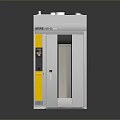 Industrial Silver Metal Door With VAN ALSTINE Logo Yellow Panel And Black Handle
