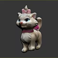 Cute White Cat Doll With Pink Bow And Blue Eyes Decoration