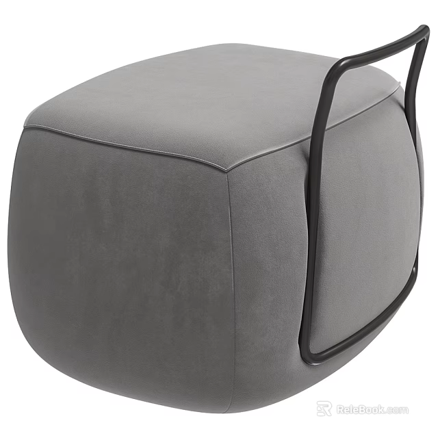 Gray Velvet Upholstered Accent Chair With Black Metal Frame Rounded Shape Modern Design 3d model 