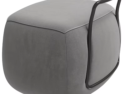 Gray Velvet Upholstered Accent Chair With Black Metal Frame Rounded Shape Modern Design 3d model