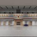 Police Reception Desk in Spacious Hall with Public Service Slogan and Official Badge