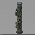 Green Jade Decorative Pillar With Intricate Dragon Carvings And Ornate Design