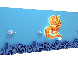 Art Wall Sea Sunrise Company Front Desk Background Wall 3d model