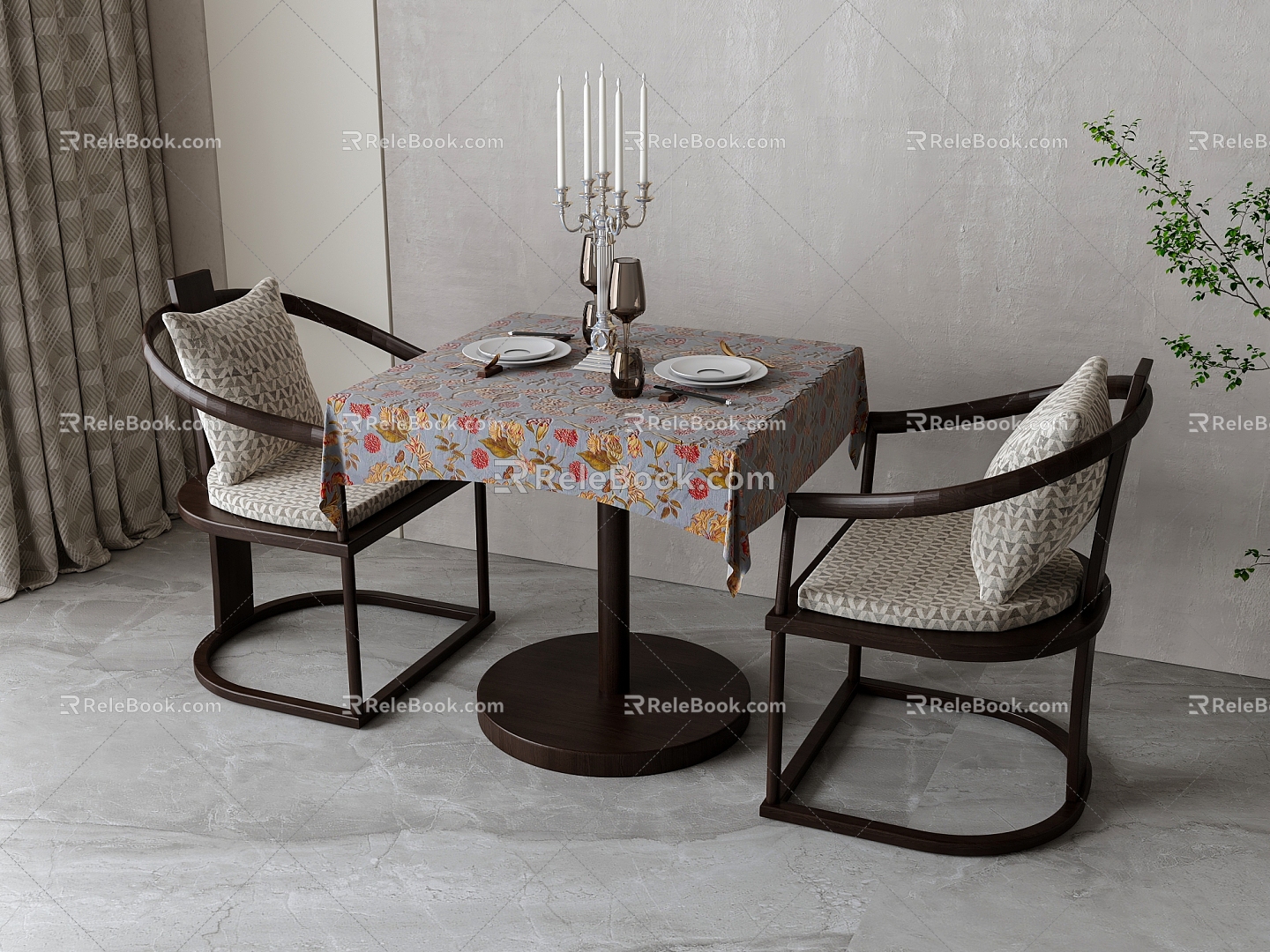 New Chinese Dining Table and Chair Combination 3d model