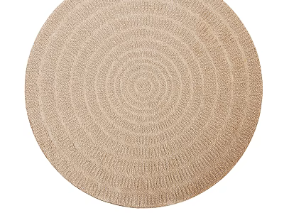 Beige Circular Rug With Woven Texture And Concentric Circles Design 3d model