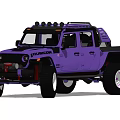 Purple Off Road Car With Large Tires And Roof Lights In Studio Setting